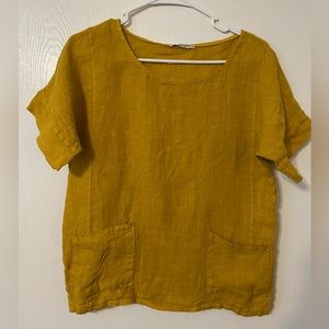 Linen top, goldenrod, size S, Francesca Bettini